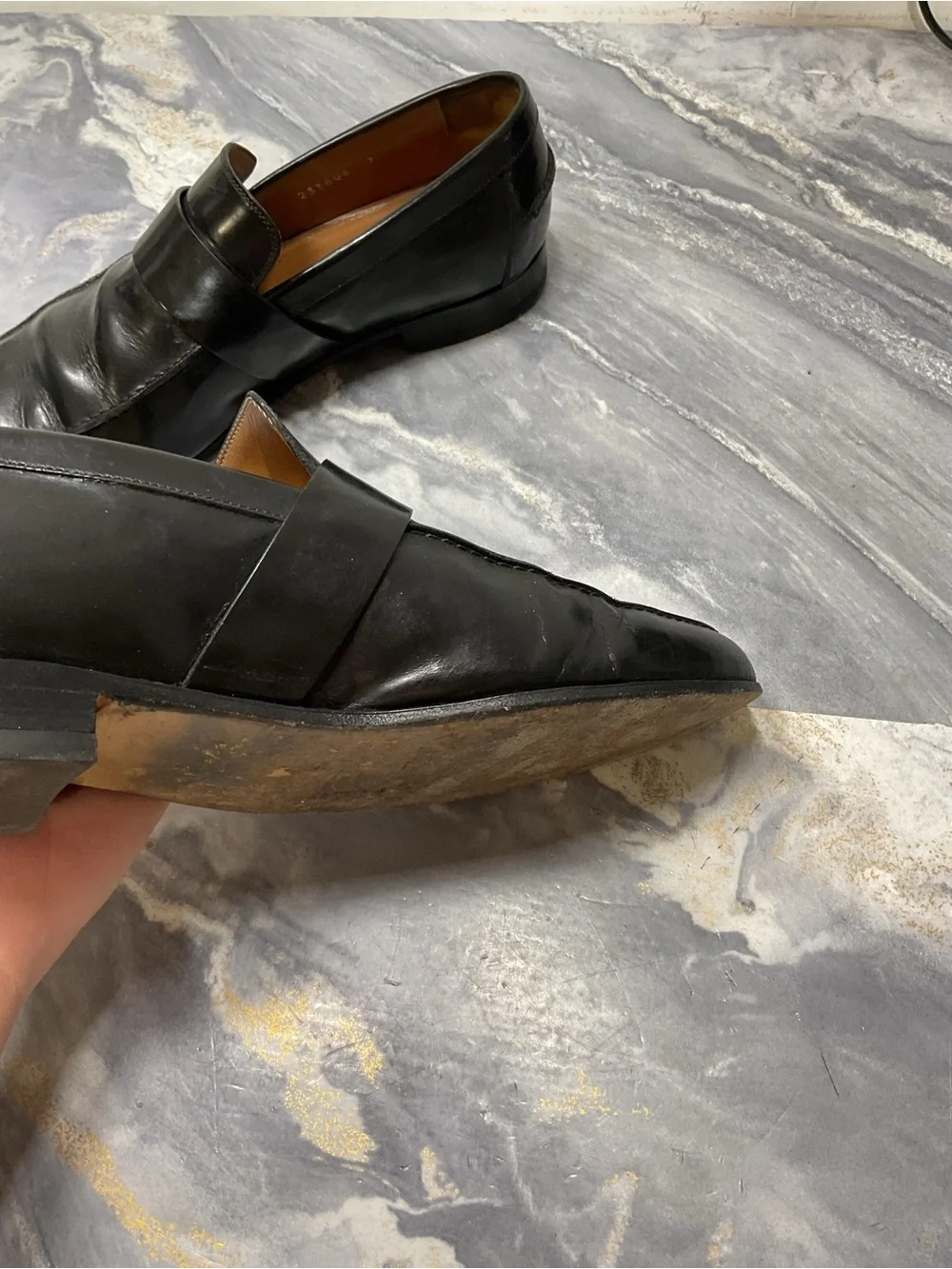 Gucci Black Leather Slip-On Loafers size 7